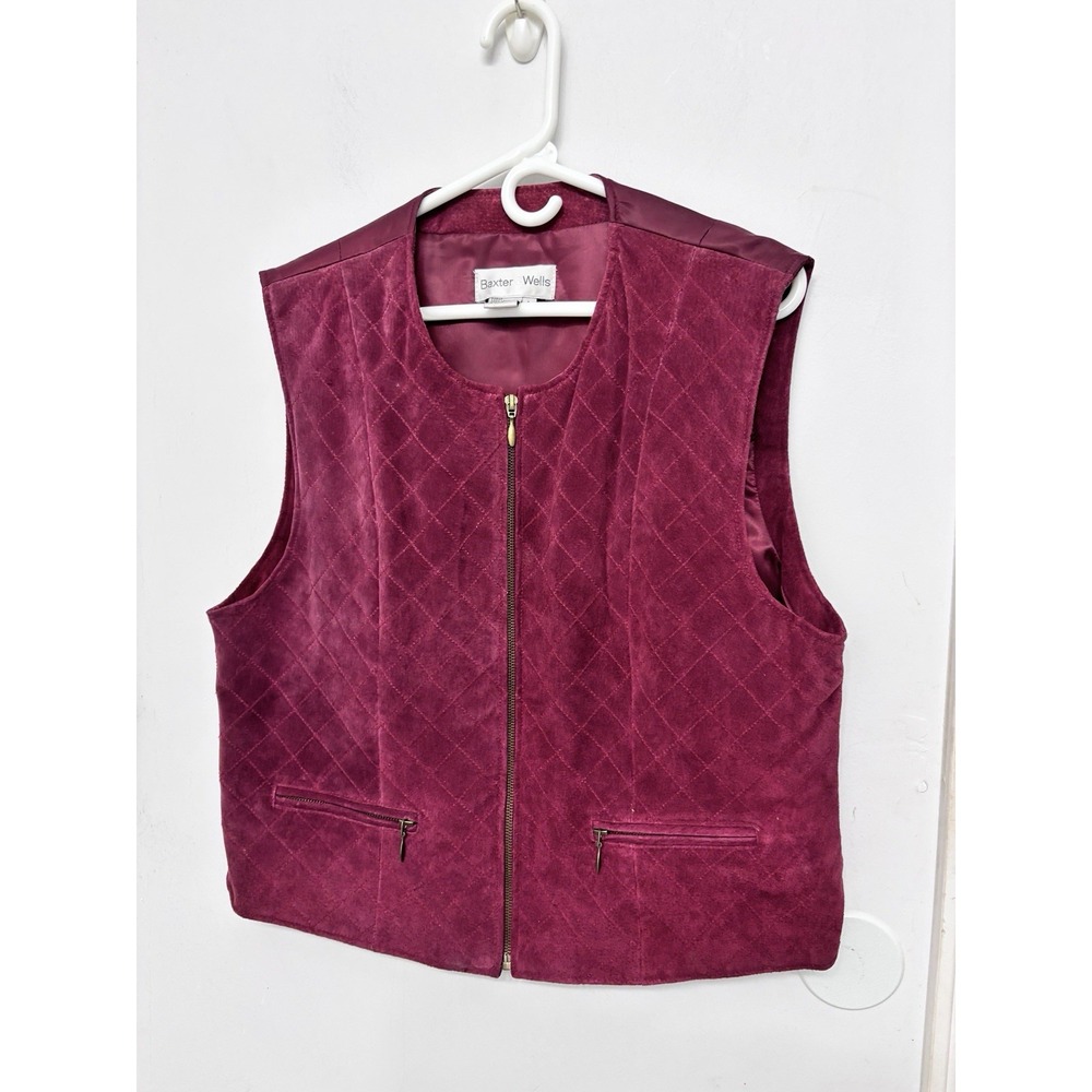 Baxter Wells Leather Best Maroon Stitched Texture Dry Clean 42x23